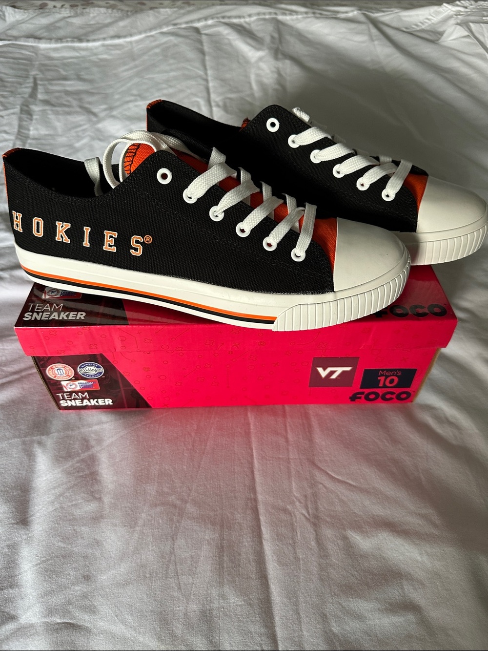 Black Virginia Tech 'Hokies' Low-Top Sneakers with Orange Accents - Picture 5 of 5